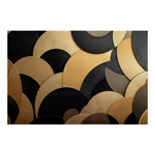 Poster Motif géométrique Abstrait or et noir