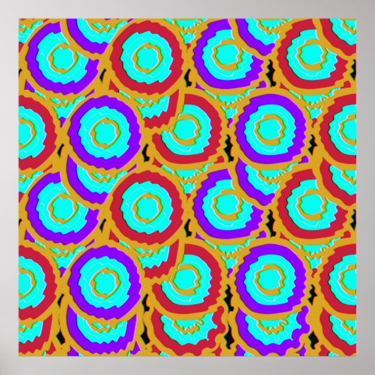 Poster Motif géométrique algorithmique coloré. (Devant)