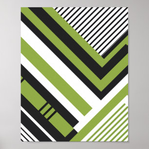 Poster Motif géométrique avec bandes vert et noir