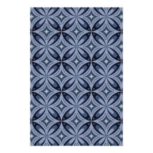 Poster Motif géométrique bleu de style rétro