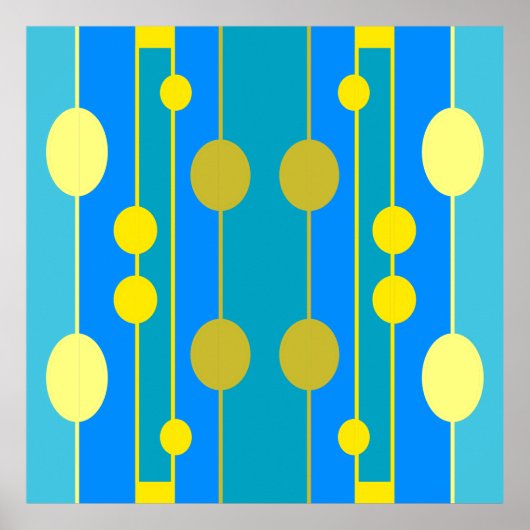 Poster Motif géométrique bleu et jaune (Devant)