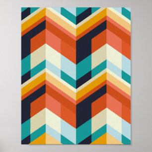 Poster Motif géométrique coloré Chevron