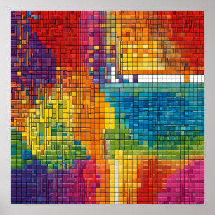 Poster Motif géométrique coloré de triangles