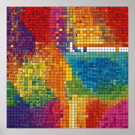 Poster Motif géométrique coloré de triangles (Devant)