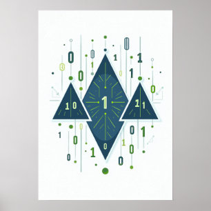 Poster Motif géométrique de code binaire pour les program