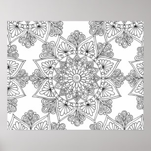 Poster Motif géométrique Floral Mandala Couleur adulte