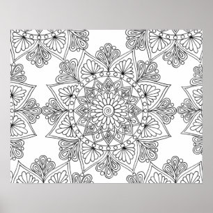 Poster Motif géométrique Floral Mandala Couleur adulte