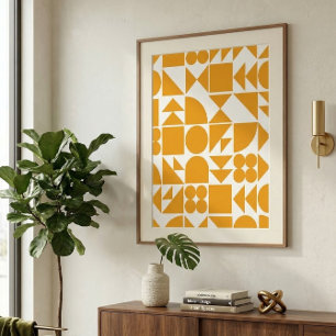 Poster Motif géométrique moderne jaune élégant