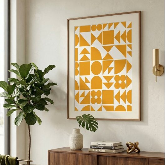 Poster Motif géométrique moderne jaune élégant