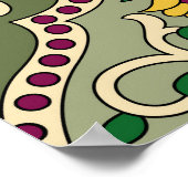 Poster Motif géométrique Mughal Paisley sur fond vert (Coin)