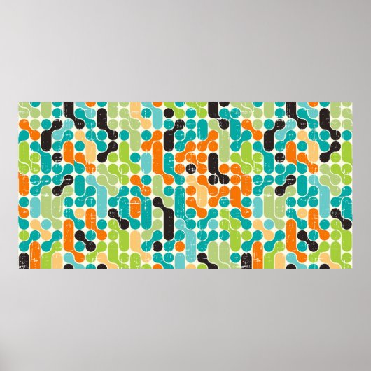 Poster Motif géométrique rétro abstrait (Devant)