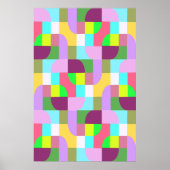 Poster Motif géométrique rétro coloré (Devant)
