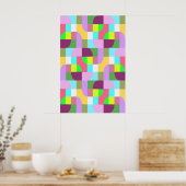 Poster Motif géométrique rétro coloré (Cuisine)