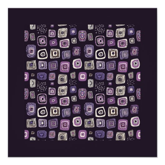 Poster Motif géométrique rétro violet (Devant)