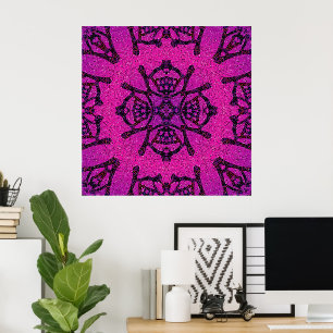 Poster Motif géométrique rose et violet intense