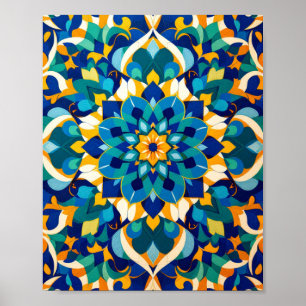 Poster Motif géométrique traditionnel de carreaux de Zill