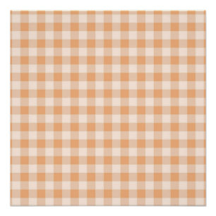 Poster Motif Gingham à Carreaux Blancs et Abricot