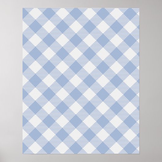 Poster Motif Gingham Bleu Clair Imprimé Carreaux Classiqu (Devant)