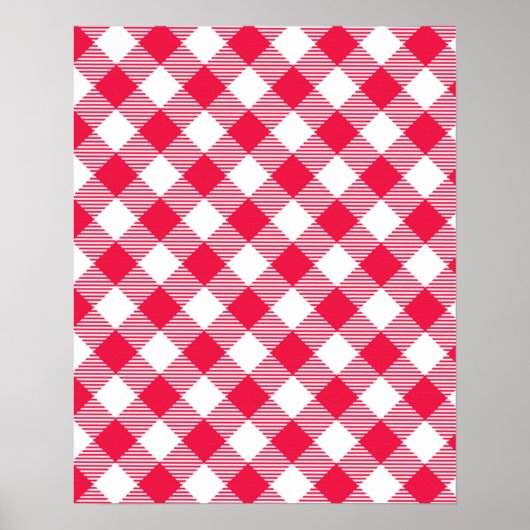 Poster Motif Gingham Rouge et Blanc Classique Rustique (Devant)