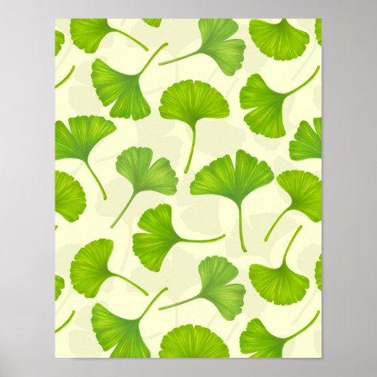 Poster Motif Ginkgo sur blanc (Devant)