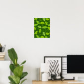 Poster Motif Ginkgo sur vert foncé (Bureau à domicile)