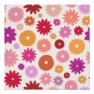 Poster Motif Grandes Fleurs Colorées