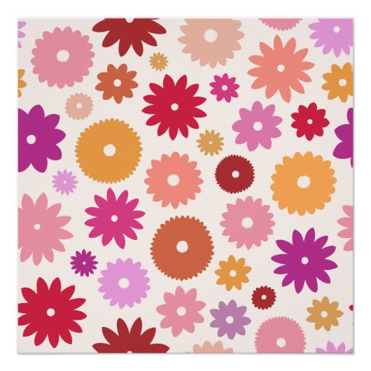 Poster Motif Grandes Fleurs Colorées (Devant)