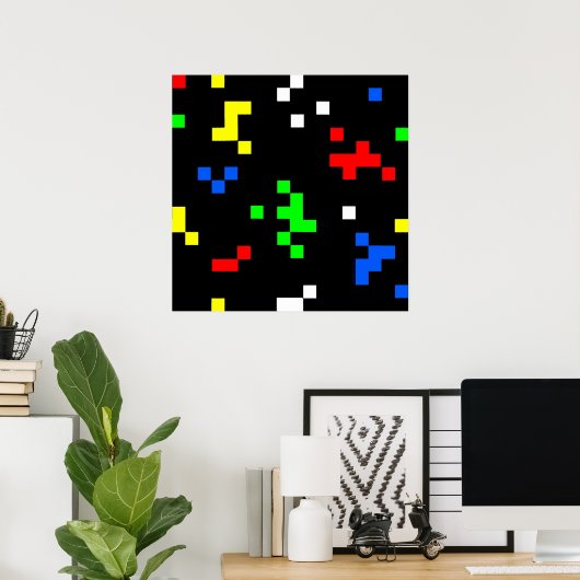 Poster Motif graphique de jeu vidéo 8 bits Retro (Bureau à domicile)