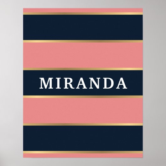 Poster Motif Gras Rose Bleu Gold (Devant)