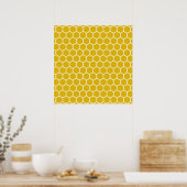 Poster Motif hexagonal de l'abeille jaune (Cuisine)