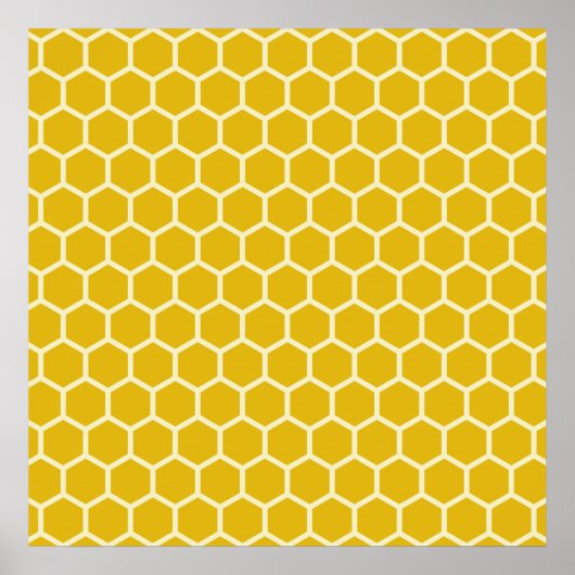 Poster Motif hexagonal de l'abeille jaune (Devant)