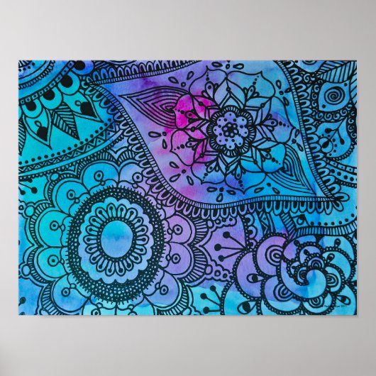 Poster Motif Hippie Bleu Par Megaflora (Devant)