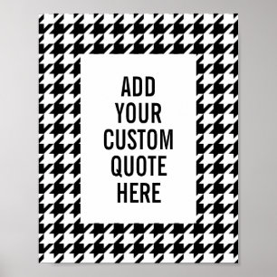 Poster Motif Houndstooth noir et blanc
