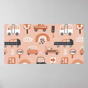 Poster Motif impeccable avec voitures de jouets. Cartogra
