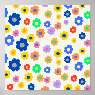 Poster Motif indie de petite fleur Y2K coloré