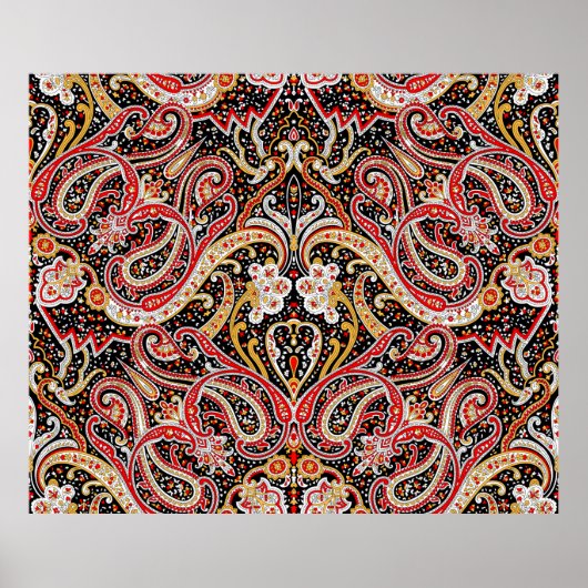 Poster motif indien traditionnel paisley (Devant)