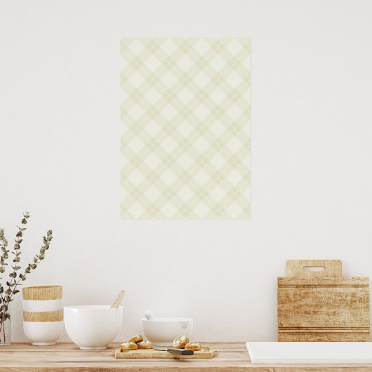 Poster Motif Jacquard blanc (Cuisine)