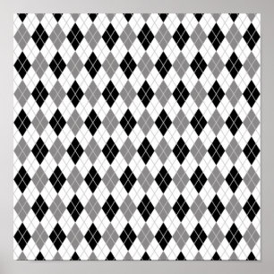 Poster Motif Jacquard noir et blanc