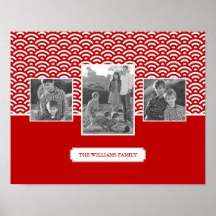 Poster Motif japonais rouge   Photos et textes de famille
