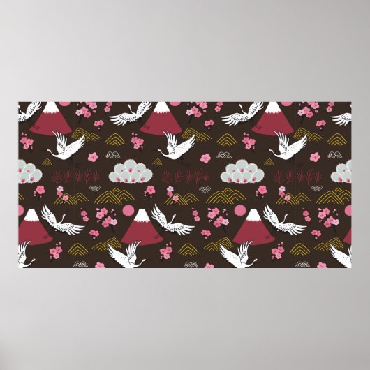 Poster Motif japonais traditionnel sans couture avec (Devant)