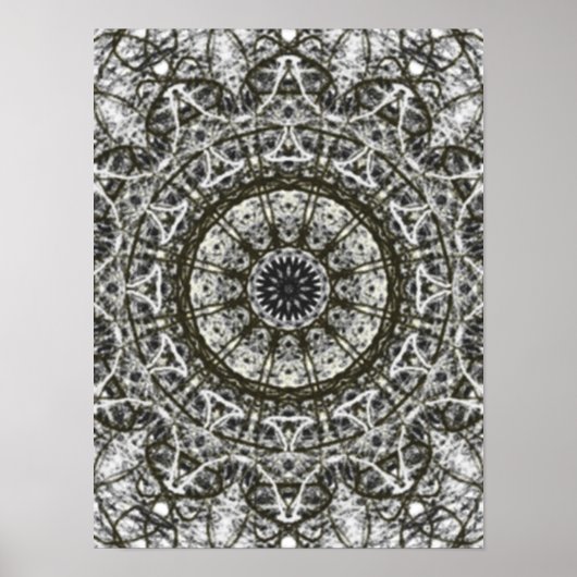 Poster motif kaléidoscope noir blanc (Devant)