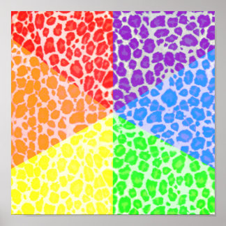 Poster Motif Léopard Angles Arc-en-ciel