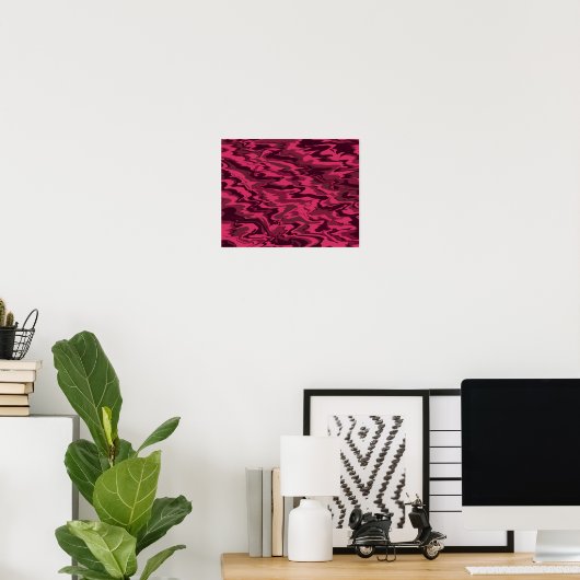 Poster Motif Liquide Ondulé Rose Foncé (Bureau à domicile)