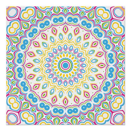 Poster Motif Mandala Multicolore Coloré (Devant)