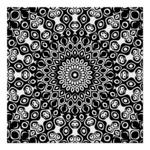 Poster Motif Mandala noir et blanc
