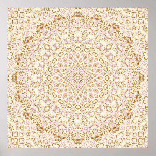 Poster Motif Mandala Rose Doré Chaud (Devant)