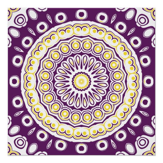 Poster Motif Mandala violet et or (Devant)