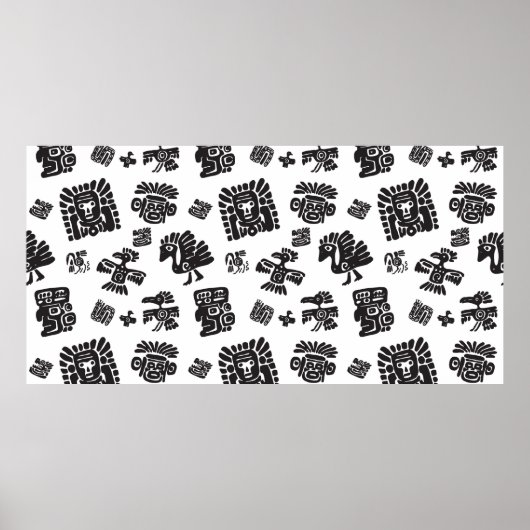 Poster Motif maya sans couture. Elem noir et blanc (Devant)
