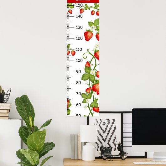 Poster Motif mignon à fraise avec graphiques de croissanc (Bureau à domicile)