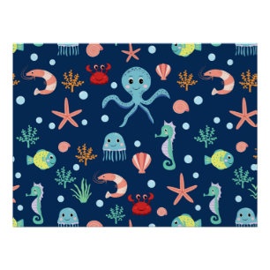 Poster Motif mignon de vie marine de l'océan